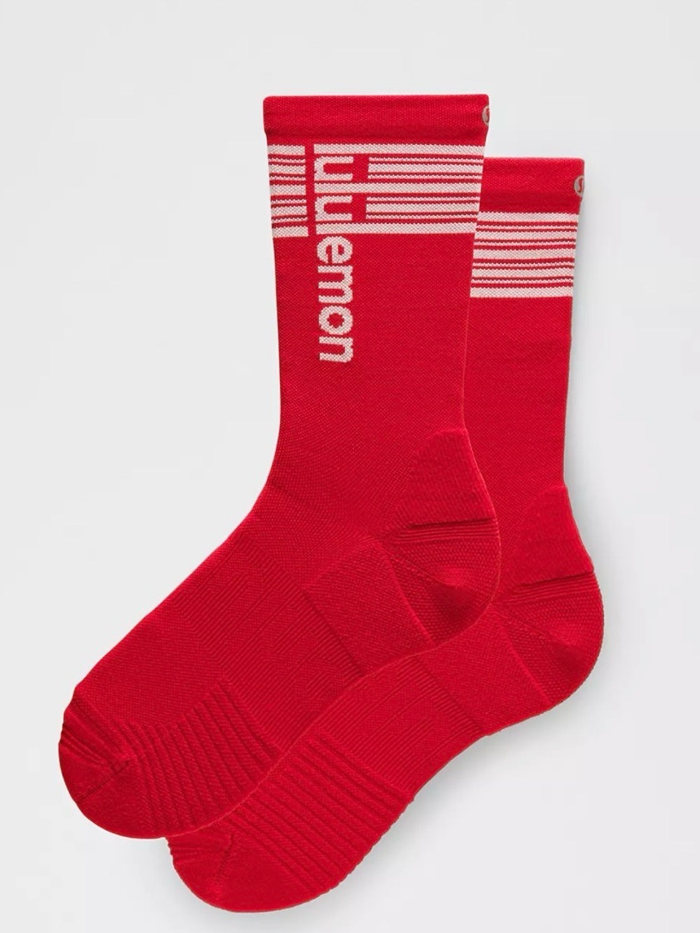 lululemon athletica Red Athletic Crew Socks with Stripes